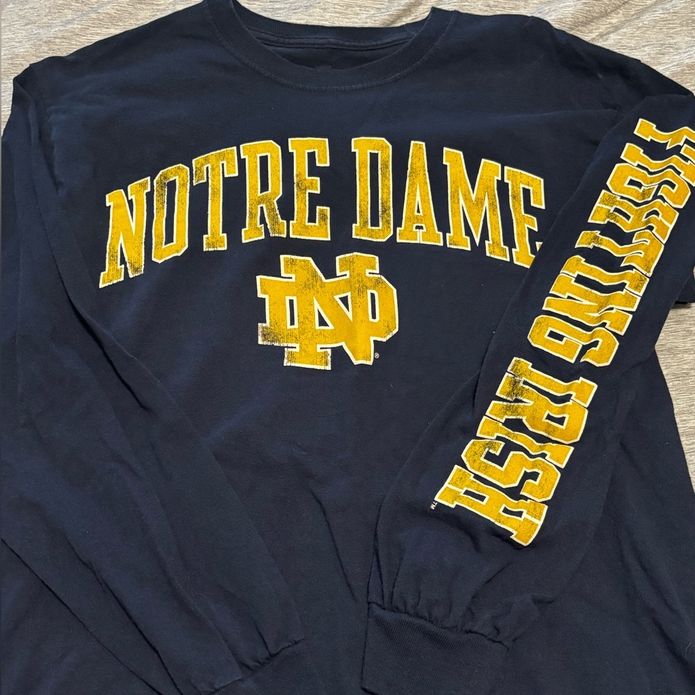 Fanatics Navy Notre Dame Shirt with Yellow Graphics/lettering